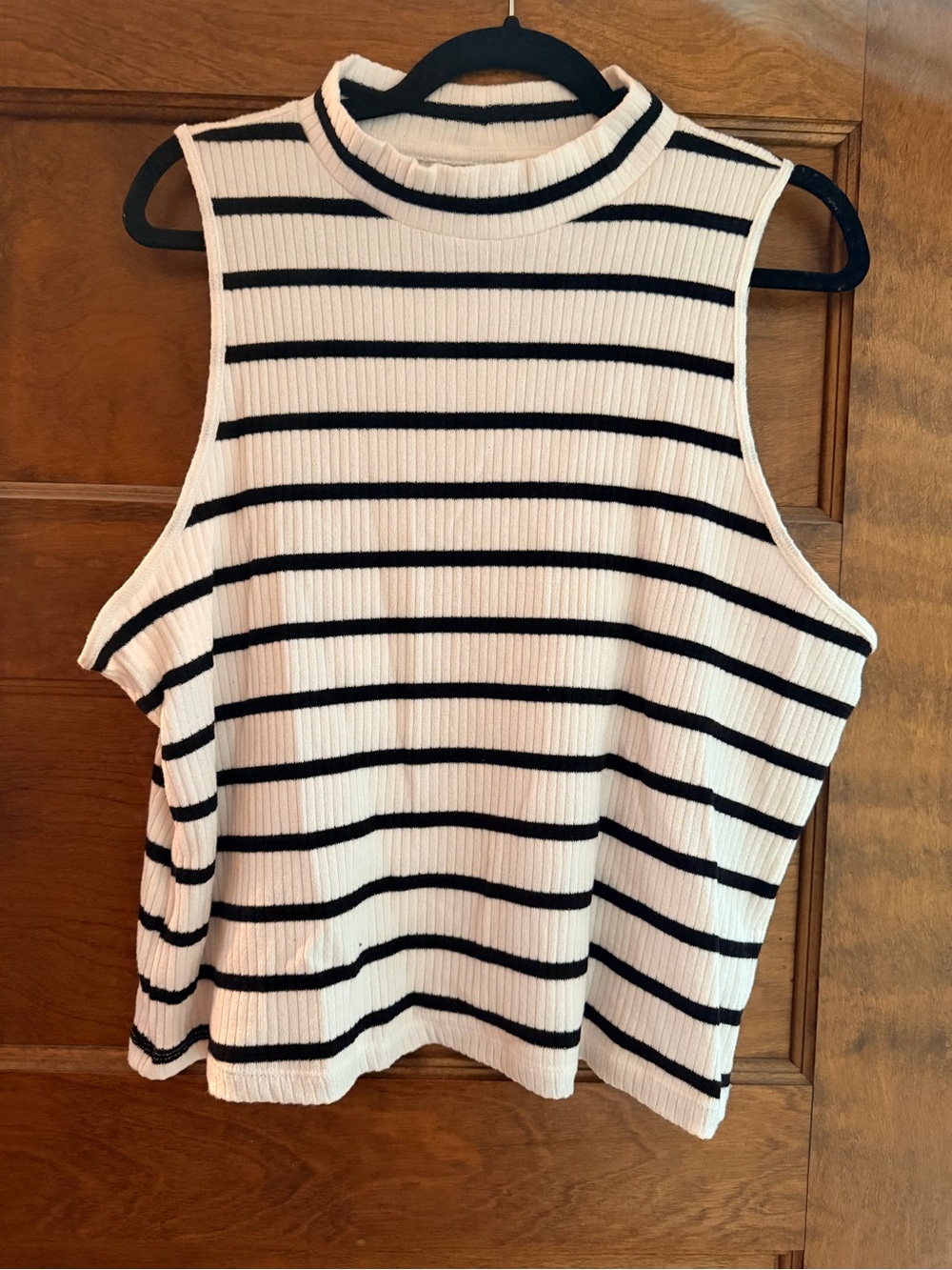 Old Navy Striped Ribbed Mock Neck Tank - White & Black